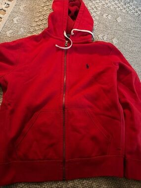 Polo by Ralph Lauren Red Hooded Zip-Up Sweatshirt